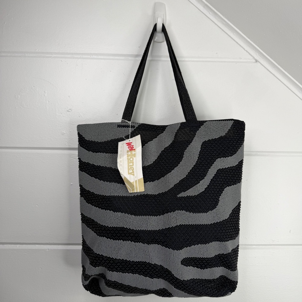Y2K Wild Honey Zebra Beaded Bag Deadstock Shoulder Bag Tote Indie Sleaze